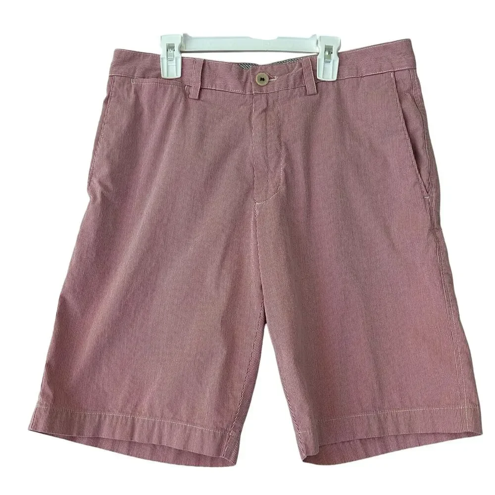 Banana Republic seasucker white and pink striped cotton shorts country club 32